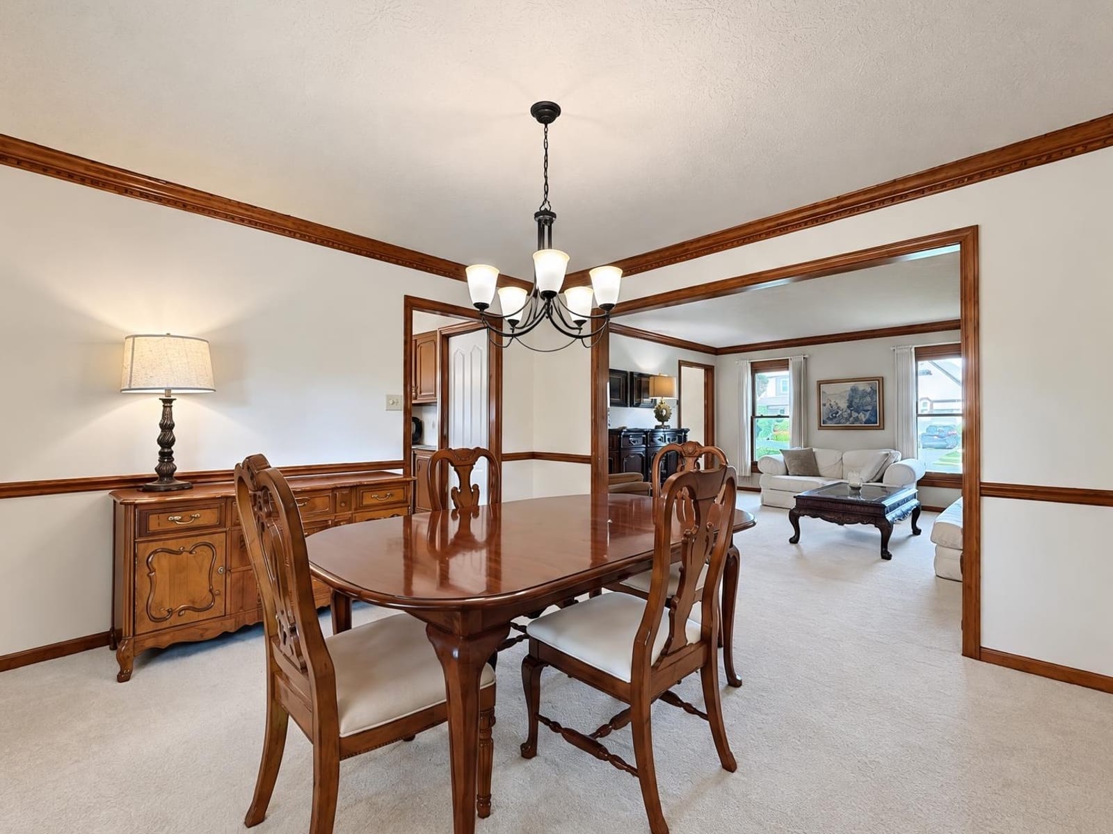 After: the dining room, bright and evenly lit